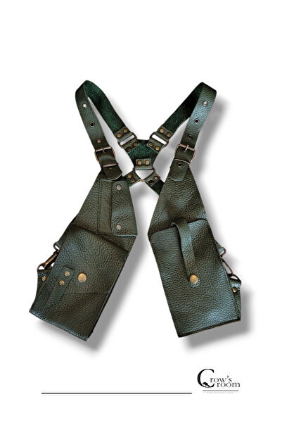 Crow'sRoom Handmade Genuine Leather Body Bag Holster (Green)