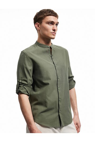 Koton Long Sleeve Buttoned Regular Fit Cotton Judge Collar Shirt