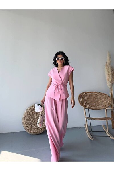 Bella Breeze بدلة نسائية مع سترة بحزام وبنطلون بالازو