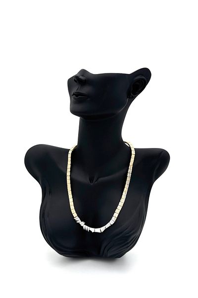 ELİOSA Steel Silver Tarnish-Free Two-Color Zircon Stone Necklace