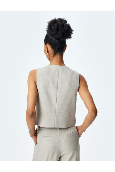 Koton V-Neck Buttoned Vest