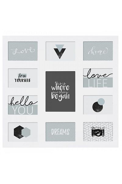Atmosphera Créateur D'intérieur White Joint photo frame set, MDF, 55 x 53 cm