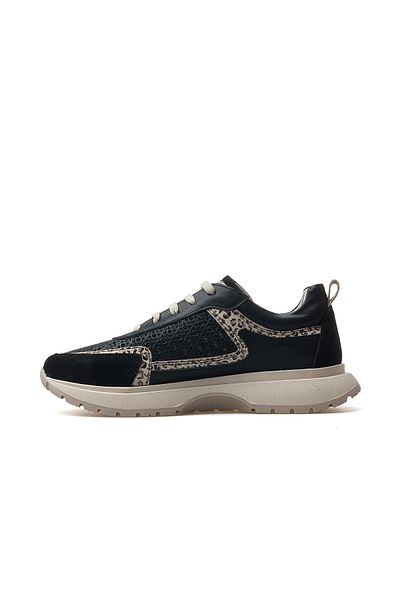 Mammamia Pantofi de zi cu zi din piele naturală pentru femei 25y D25ya-7325 Z Negru Bej / Leopard