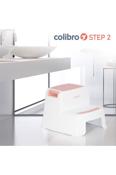Colibro Colibro STEP TWO double children's step for the bathroom, with non-slip surface and base, Pink