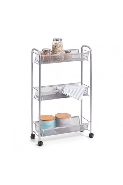 zeller Mobile shelving unit, metal, 3 shelves, 44 x 17 x 70.5 cm