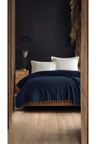 HANN HOME COLLECTION بيكيه مزدوج 200×230 سم، أزرق داكن، 100% قطن، نسيج ناعم، ...