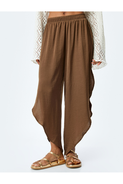 Koton Yırtmaç Detaylı Asimetrik Saten Şalvar Pantolon