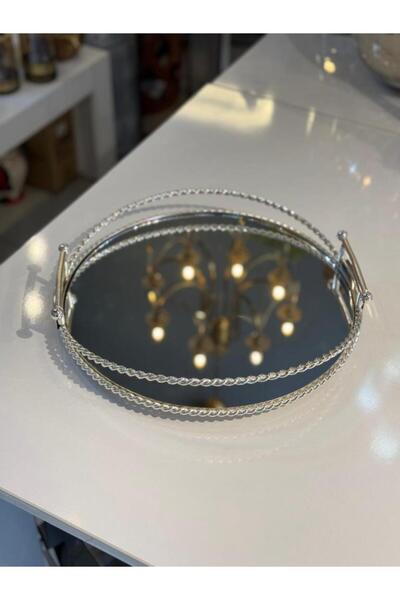 ÇIRPAN EV GÜMÜŞ ASİMETRİK YUVARLAK TEPSİ 36CM