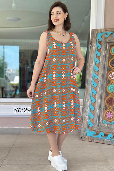 İnce Topuk Zero Sleeve Strap Elastic Viscose Dress 5Y329