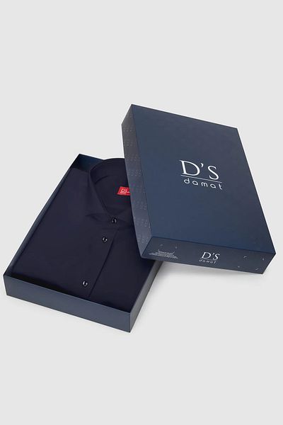 D'S Damat Тъмносиня риза с прилепнала кройка и кутия