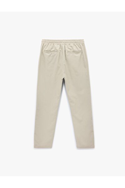Koton Linen Cotton Blend Trousers with Lace-Up Waist and Pocket Detail