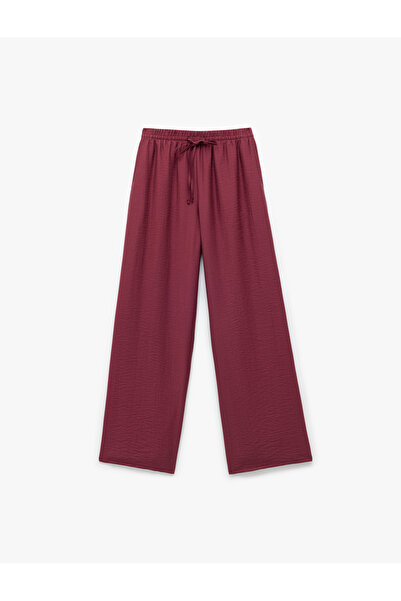 Koton X Melis Ağazat - Astarlı Beli Bağlamalı Bol Paça Pantolon