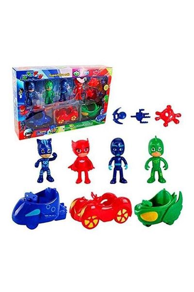 MARAH TOYS PJ Mask Action Figures and Cars Set - 10 Pieces Model TY-PLS2