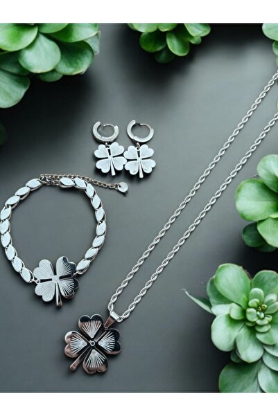 Constanza Exclusive Dört Yapraklı Yonca Motifli Paslanmaz Çelik Set Cns083