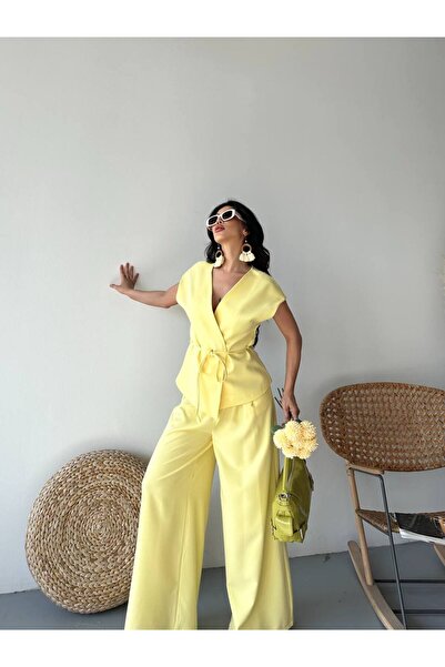 Bella Breeze بدلة نسائية مع سترة بحزام وبنطلون بالازو