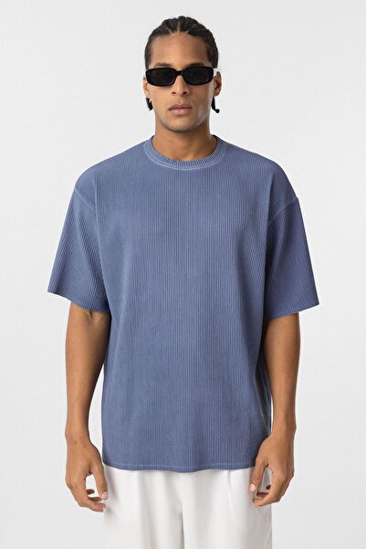 VAMOSCLO Πλενόμενο μπλουζάκι Ottoman Basic oversized Indigo