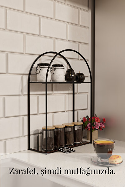 mba decor metal bending art Arco Model 2 Katlı Siyah Metal Masaüstü Düzenleyi...