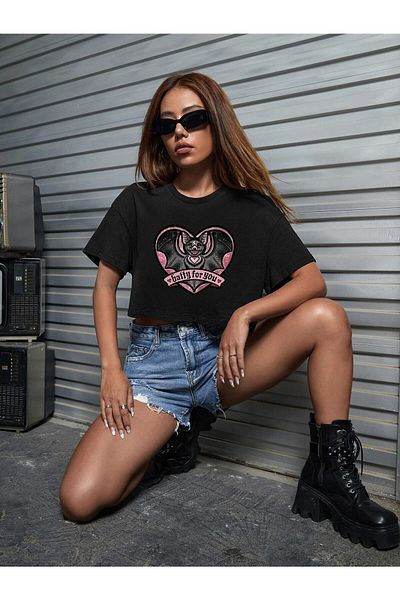 Boi Γυναικεία / Κορίτσια Crop Over Size Batty For You Printed