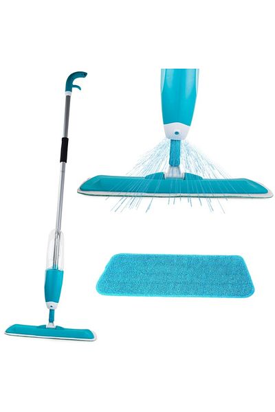 varioshop VarioShop® Flat Mop with Sprayer and Tank, Microfiber Cloth, Suitable for All Types