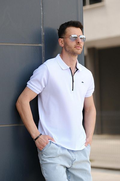 Oksit Ανδρικό μπλουζάκι Zack Polo Collar Honeycomb Fabric Half Zipper