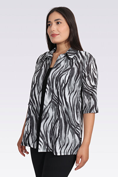 TOLGA SARAÇOĞLU 11029 ЧЕРНА БЛУЗА С ДЕСЕРТ И ВИД НА ПОДТЕШКА ОТПРЕД