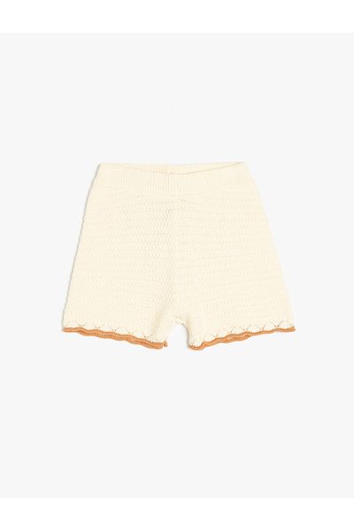 Koton Cotton Ribbed Tricot Shorts with Elastic Waist