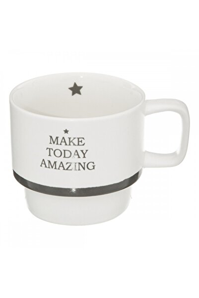 5 five simply smart Set of 4 Happy mugs, ceramic, metal support, 7 x 8 cm, 220 ml