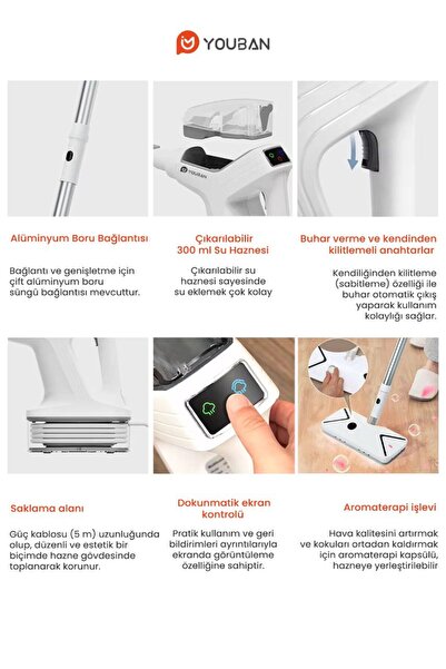 Youban Fırsat paketi Çok Fonksiyonlu Buharlı Temizlik Makinesi KF1804 + 3,5 Litre AirFryer Fritöz