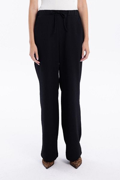 GMG FIRENZE Seersucker Patterned Lace-Up Regular Women's Woven Pants