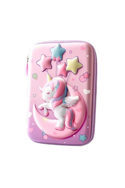 OEM School Pencil Case 3D Waterproof Unicorn Print, 23 x 15.5 cm, Pink, Unassembled