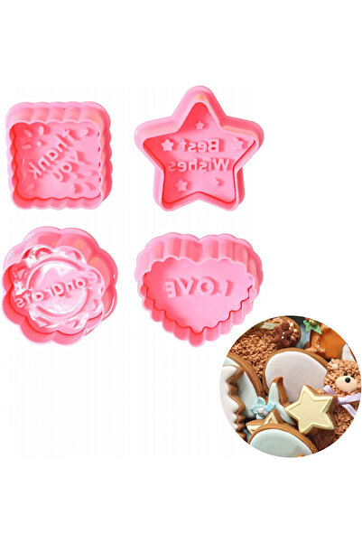 Bavooty Set de 4 forme de tort Bavooty, plastic, roz