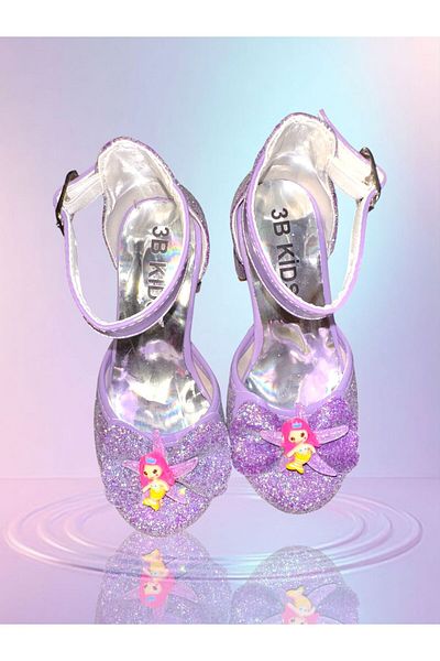 3b kids Mermaid Purple Color Silvery Design Party Birthday Wedding Invitation Evening Dresses Graduation Heels Shoes