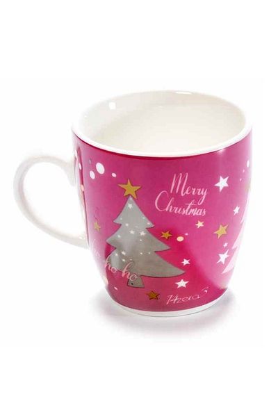 Decorer Set 2 cups made of pink and red porcelain with gift box 6x6 cm