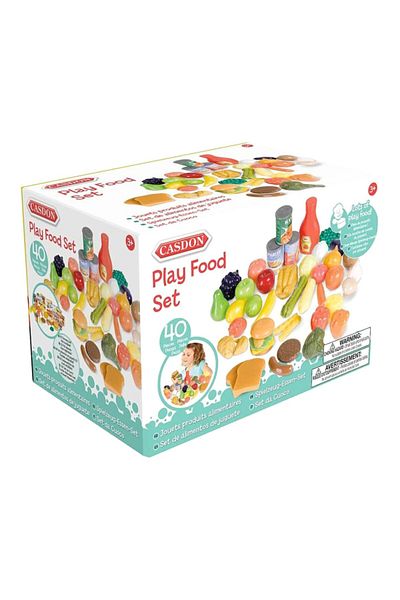 Casdon 40-Piece Durable Plastic Quick Setup Play Food Set