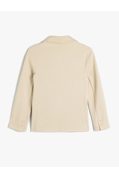 Koton Button Detailed Long Sleeve Cotton Blazer Jacket