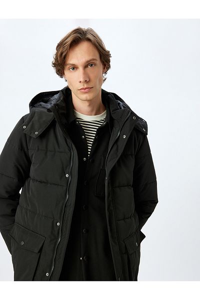 Koton Jachetă pufă slim fit cu glugă și buzunar cu fermoar