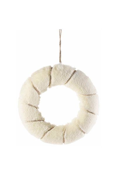 Decorer Set 2 coronite din textil alb si auriu Ø 26 cm si Ø 21 cm