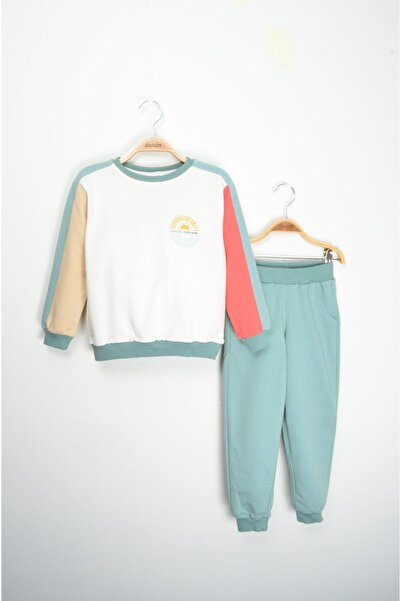 Z B Bebe İlo White Color Block Two Piece Suit (Age 2-5)