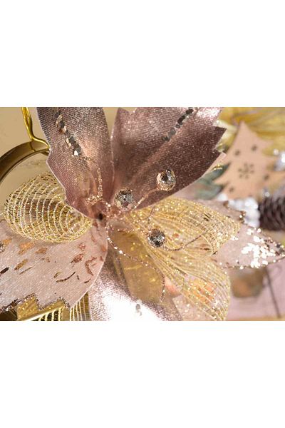 Decorer Set of 2 Christmas trees made of silver pink fabric 19x20 cm