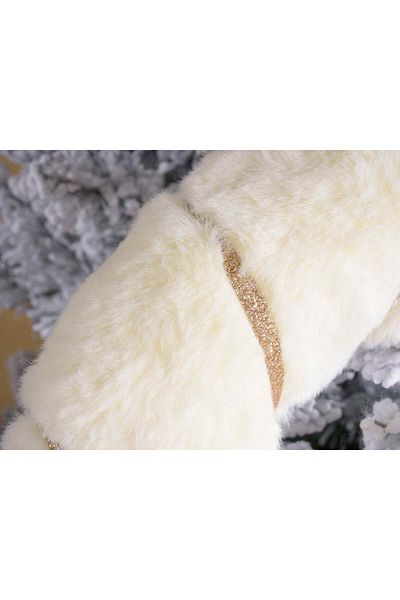 Decorer Coronita din textil alb si auriu Ø 21 cm