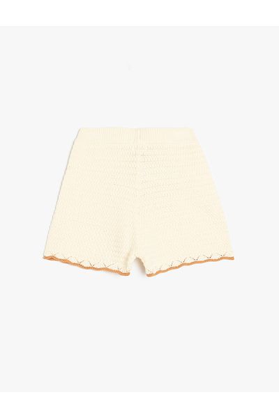 Koton Cotton Ribbed Tricot Shorts with Elastic Waist