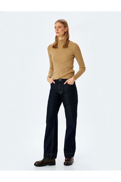 Koton Stand Collar Slim Fit Long Sleeve Basic Knitwear Sweater