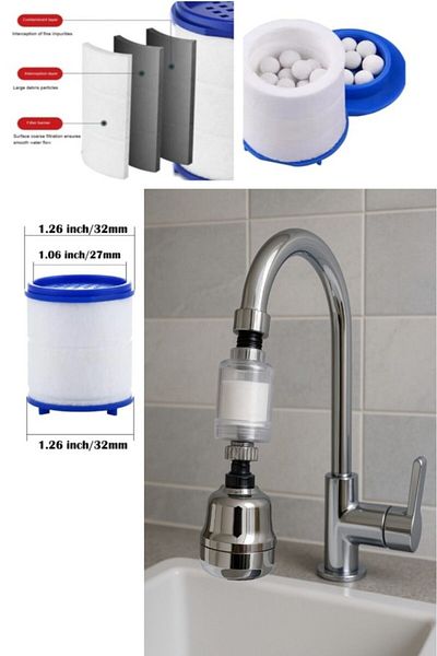 Didihou Chrome Swivel Head Faucet Tip Water Saving Purifier Filtered Rust Anti-Sediment Kitchen