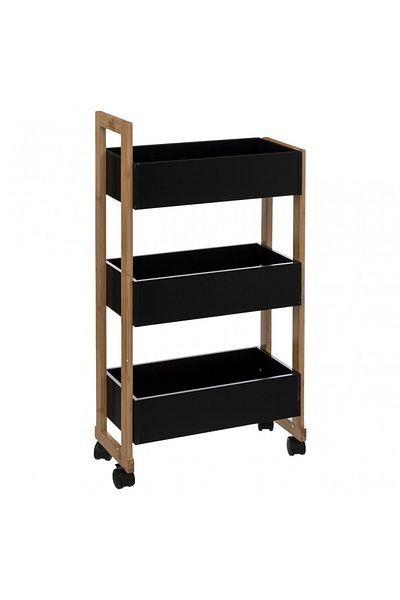 5five Simple Smart Ράφι Instant με ρόδες, μπαμπού, μαύρο, 41 x 20 x Υ 80 εκ.