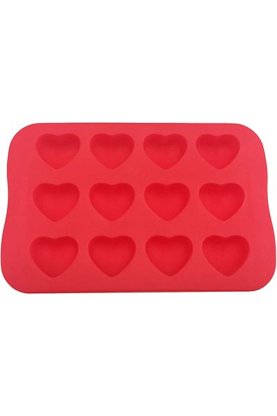 HEIGOO ice cube mold, silicone, heart, red, 16 x 10.5 x 1.6 cm