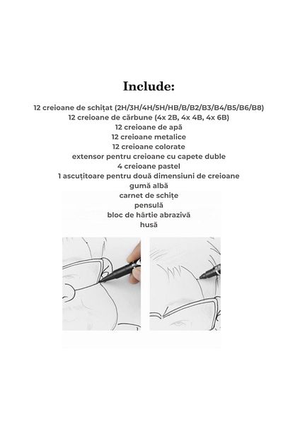 varioshop VarioShop® Professional Set of Colored Pencils for Drawing and Sketching, Graphite, Charcoal with Sketching Pad