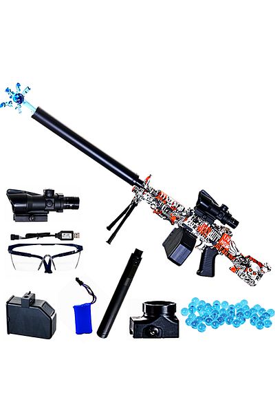 SprintMag Pusca Automata de Jucarie 5000 Bile Gel Amortizor Trepied Acumulator 7.4V 81CM Negru/Rosu SprintMag®