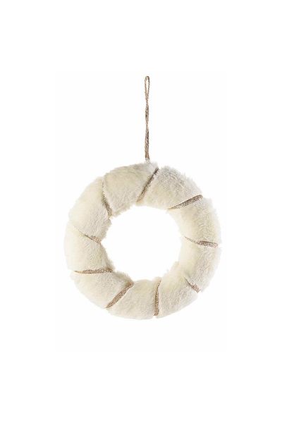 Decorer Coronita din textil alb si auriu Ø 21 cm