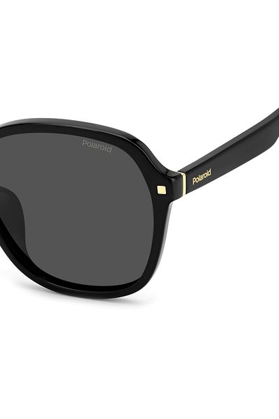 Polaroid Ochelari de soare pentru femei Polaroid PLD 4112 F/X 807/M9, negri, dreptunghiulari, 60 mm