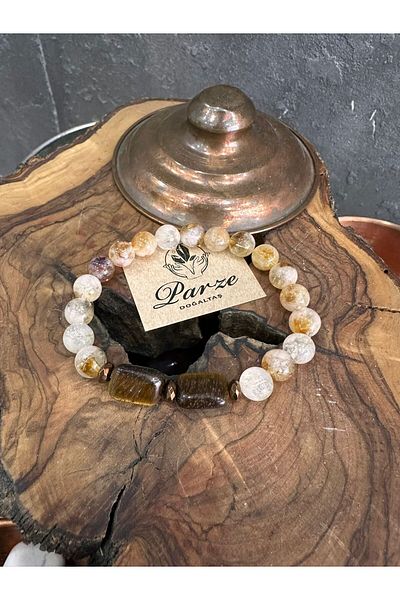parze doğaltaş Citrine and Tiger's Eye Design Bracelet